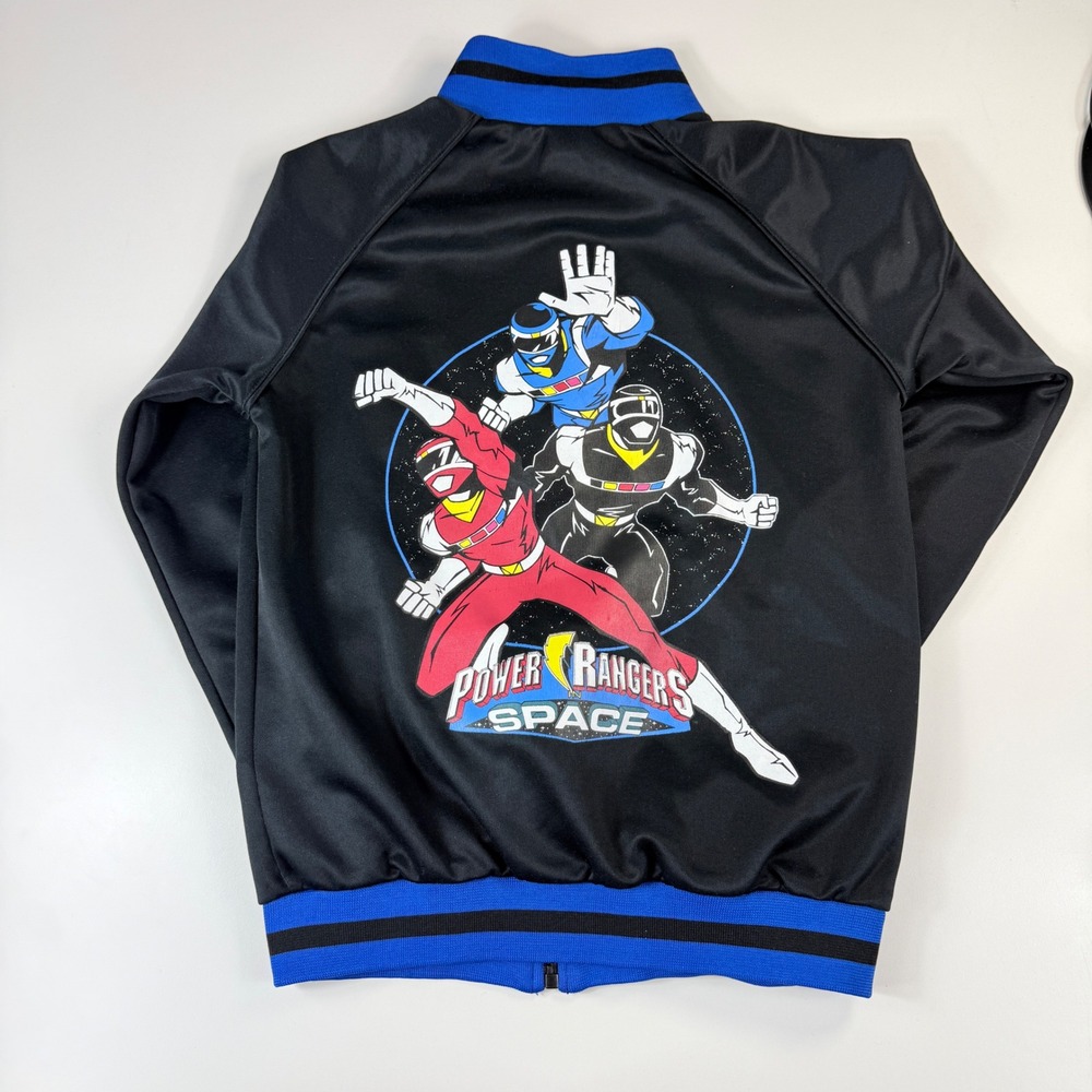 Vintage Power Rangers In Space Mens XS Track Jacket‎ Black Zip Big Back Graphic